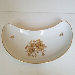 JKW 1930 Western Germany Vtage Kidney shape trinket serving  gold trim Porcelain